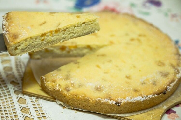 Творожный пай с персиком